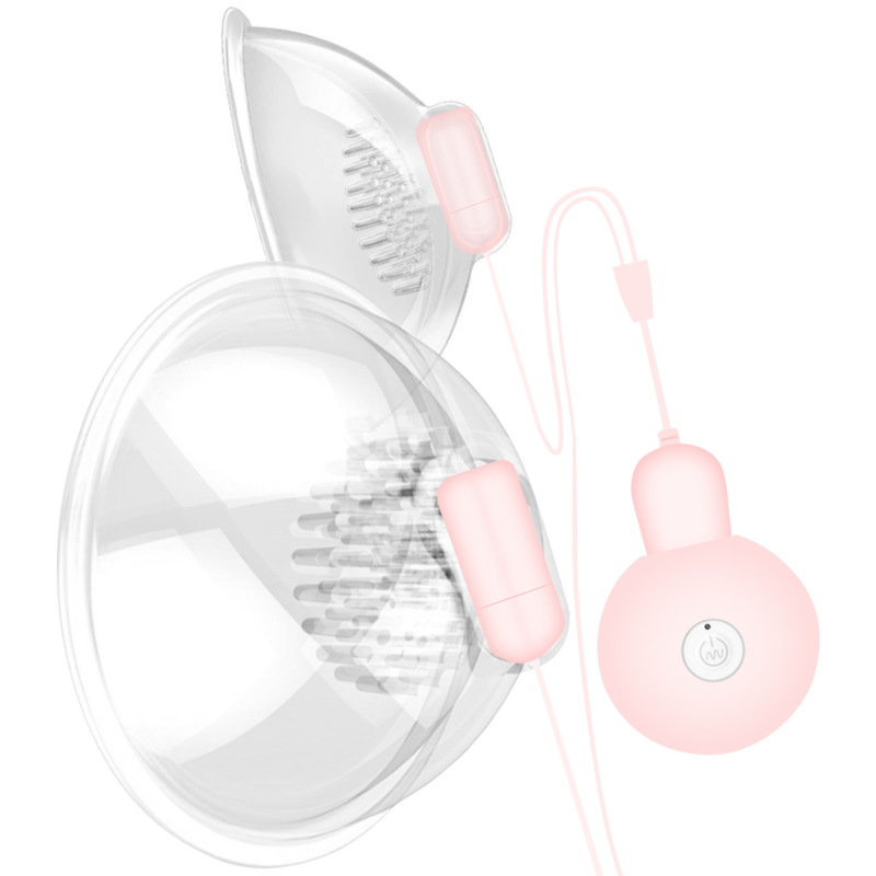 Rechargeable Remote-Control Breast Massager with Suction and Vibration, Transparent TPE and ABS - Image 2
