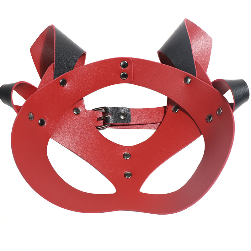 SM Ghost Face Eye Mask in Black Leather for Adult Couples - Image 5