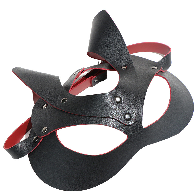 SM Ghost Face Eye Mask in Black Leather for Adult Couples - Image 3