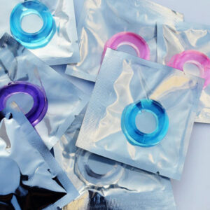 Men's Silicone Locking Delay Ring, Colorful Crystal Sheep-Eye Design, Soft Flexible Fit