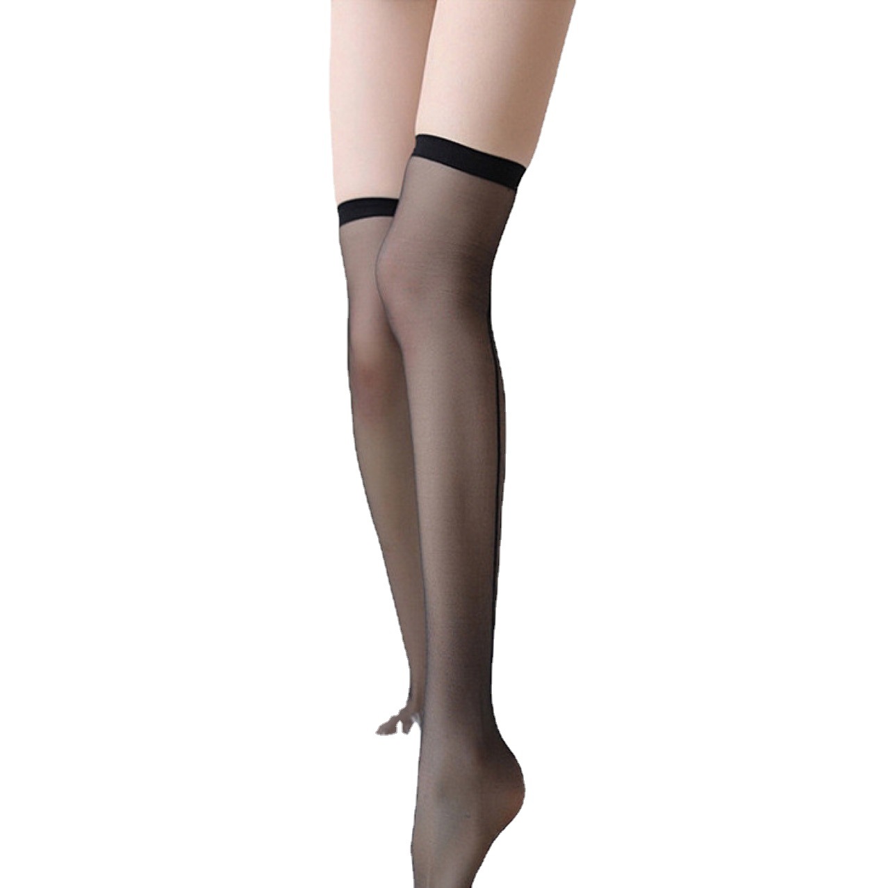 Sheer Black Lace Stockings, 5D Ultra-thin Polyester, Mid-calf Length, One Size - Image 5