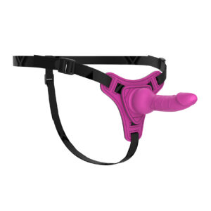 Wearable Strap-on Harness Pants with Silicone Dong, Rose Red, Large Size