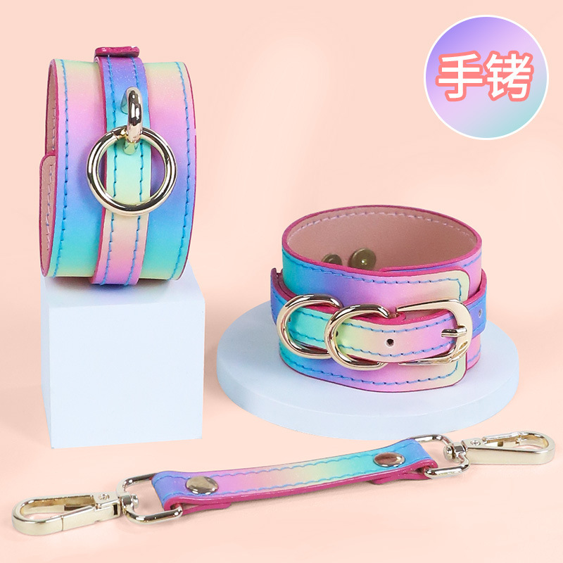 Jiuai SM Handcuffs Bondage Alternative Set with Collar, Leash, Blindfold and Ball Gag - Image 4