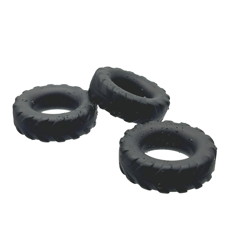 Men's Liquid Silicone Bead Lock Delay Ring, Manual Control, Black - Image 2