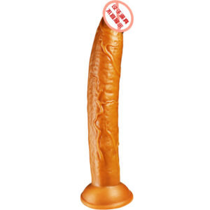 Jiuai Liquid Silicone Dildo with Suction Cup, 25 cm Realistic Soft Flesh Design, Gold