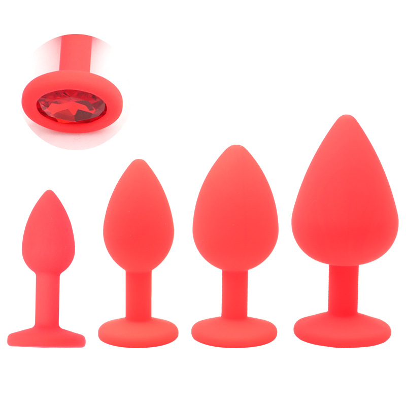 Silicone Anal Plug with Diamond Detail, Pink, Small Size, Velvet Pouch Included - Image 5