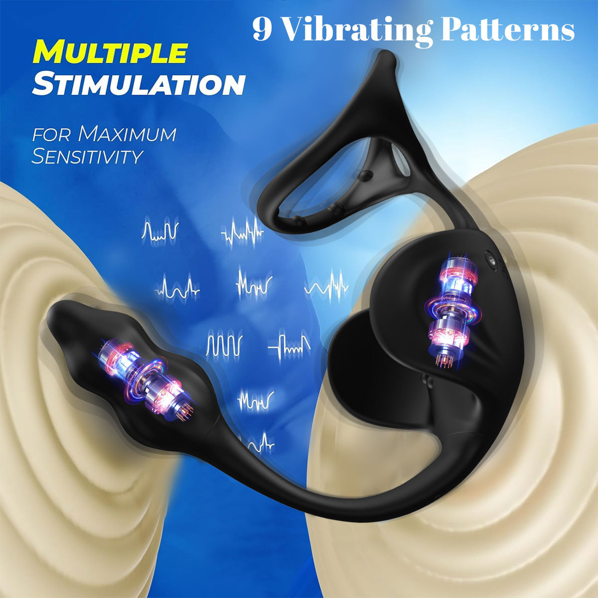3-in-1 Vibrating Prostate Massager with Scrotum Ring and Anal Plug, 10 Frequencies, APP Control - Image 2