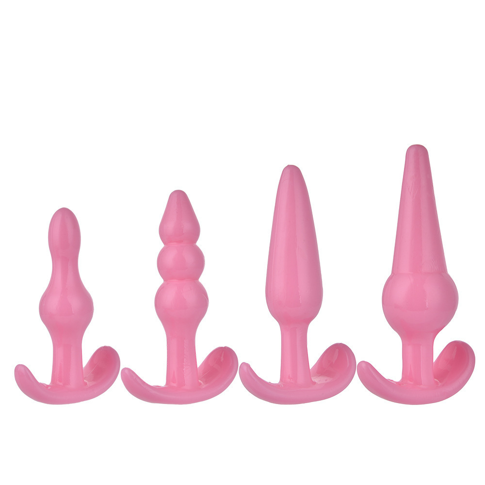 Four-Piece Anal Plug Bead Set, TPE, Purple, Graduated Sizes - Image 5