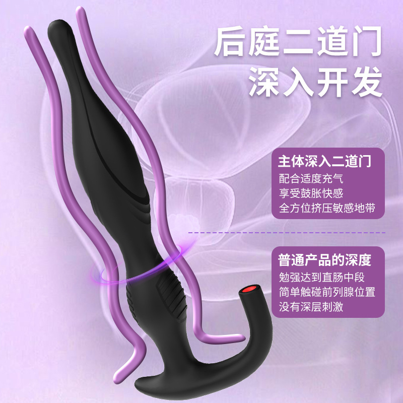 Slim Inflatable Prostate Massager with Animal-Shaped Design, Button-Controlled Silicone Anal Expander - Image 2