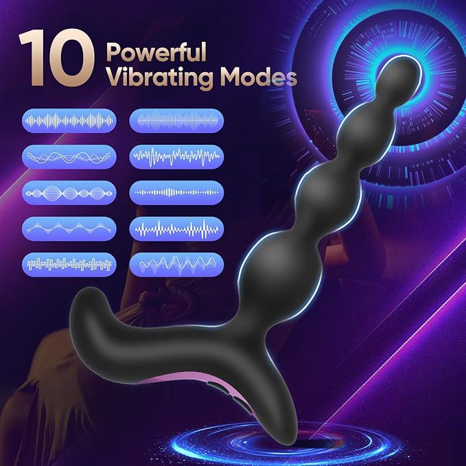 Rechargeable Vibrating Anal Plug with 10 Frequencies, Silicone, Black - Image 2