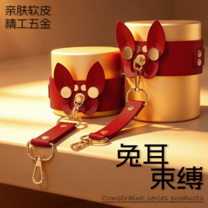 Jiuai PU Leather Bondage Handcuffs and Collar Set for Couples