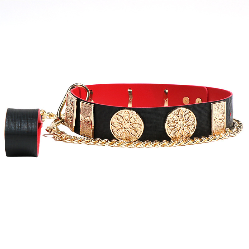 Jiuai SM Flying Fish Collar and Chain Set with Metal and Leather Bondage Accessories - Image 4