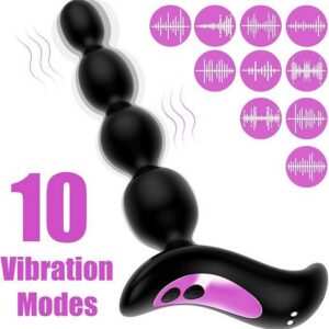 Rechargeable Vibrating Anal Plug with 10 Frequencies, Silicone, Black