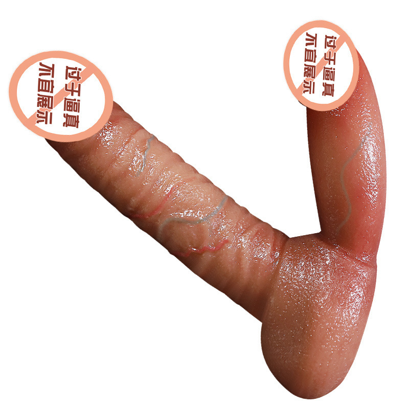 Double-Ended Silicone Dildo, Brown, Manual Dual-Head Design for Adults - Image 3