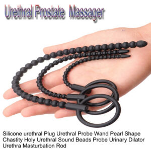 Silicone Urethra Beads Sound Stick with Pull Ring, Large Size Male Training Toy