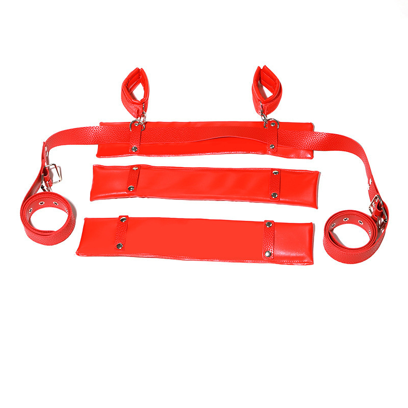 PU Leather Leg Spreader Restraint Set with Handcuffs for Adult Couples - Image 4