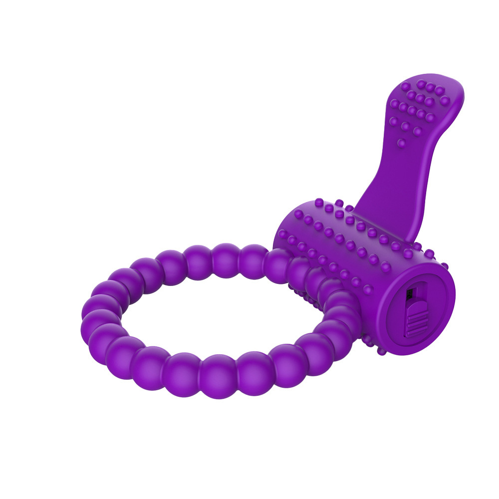Silicone Vibrating Locking Ring with Prostate Massager, Electric Delay Ring, Purple - Image 4