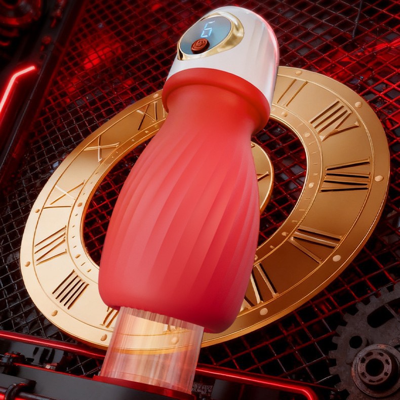 Electric Suction Male Masturbator Cup with Silicone Sleeve, Red ABS Shell - Image 3
