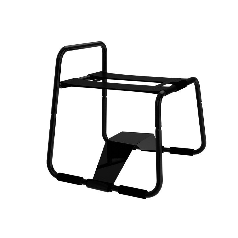 Foldable Adult Couples Chair with Nipple Clamps, Iron Frame and Foam Padding, Black - Image 5