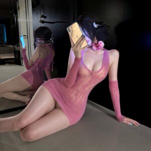 Tearable Mesh Maid Lingerie Set with Choker, Sleeves and Blindfold