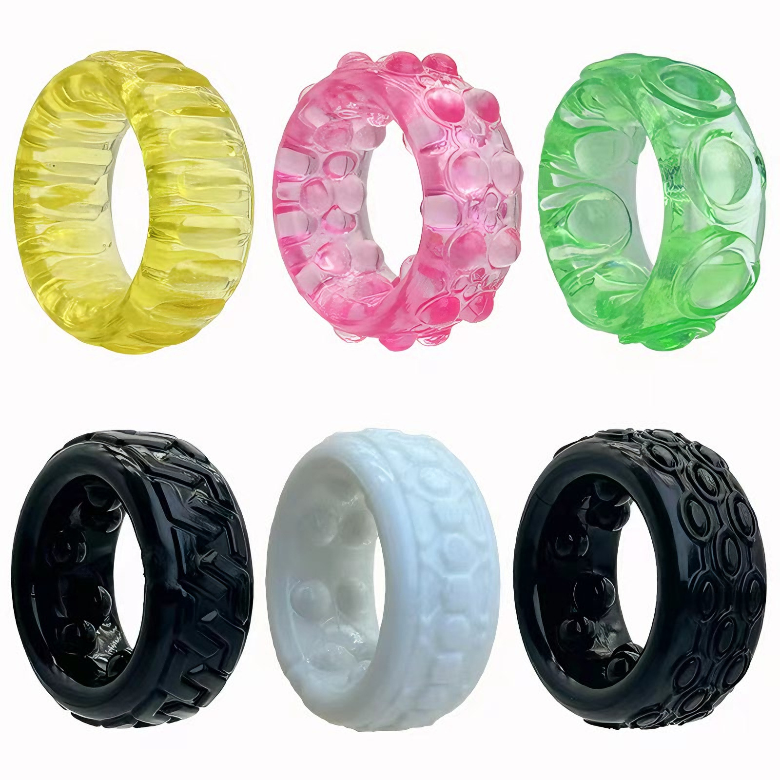 Men's Crystal Lock Delay Ring, Smooth TPE Penis Ring, Yellow Adult Novelty - Image 5