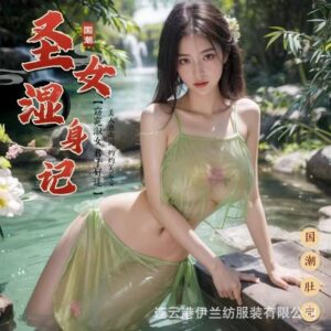 Classical Hanfu-Style Bellyband Lingerie Set, Sheer Pink Polyester, One Size