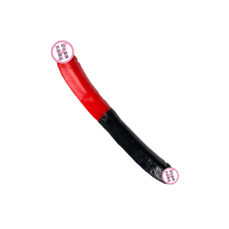 Double-Headed Dragon Dual-End Vibrating Dildo, Red and Black PVC, Large Size - Image 5