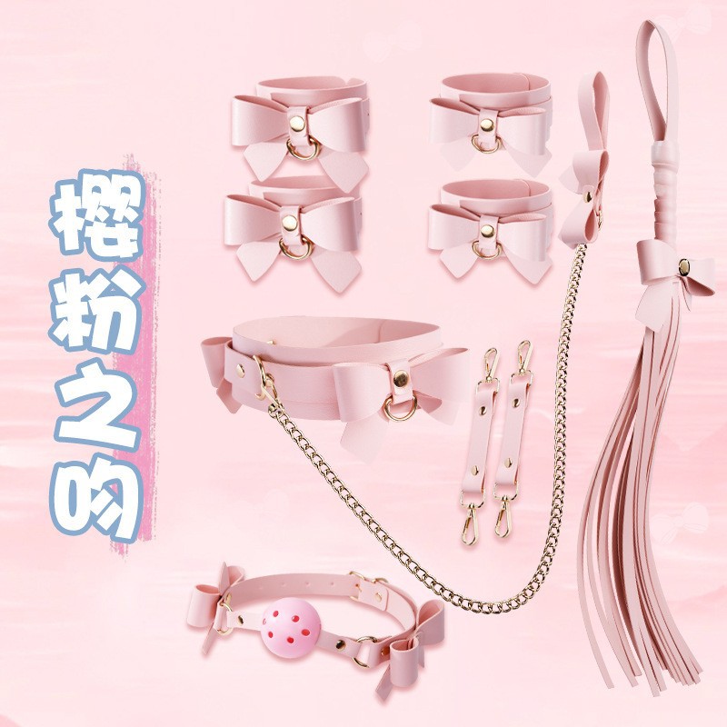 Jiuai SM Bow Binding Set with Handcuffs, Ball Gag, Whip and Nipple Clamps - Image 3