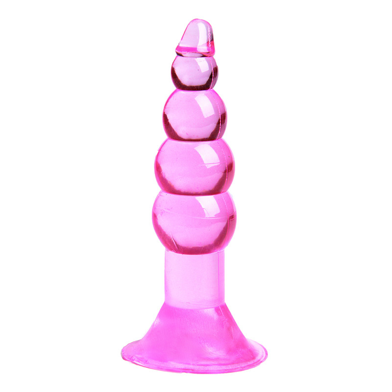Crystal Anal Plug with Beaded TPE Shaft, Purple Wearable Design for Adults - Image 3