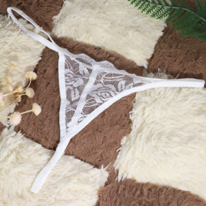 White Lace Thong Panties for Women, One-Size-Fits-All Sexy Lingerie