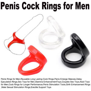 TPE Double-Opening Locking Cock Ring, Red Manual Non-Vibrating Ring