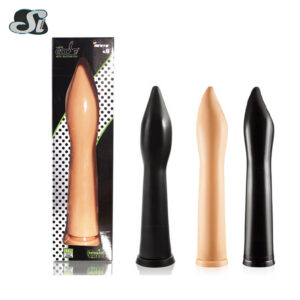 Extra-Large PVC Anal Plug Dildo, 37.5 cm Black-Brown, Suction-Friendly Base