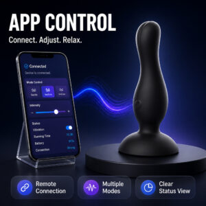 App-Controlled Prostate Massager Anal Plug with Puller, Pink Large