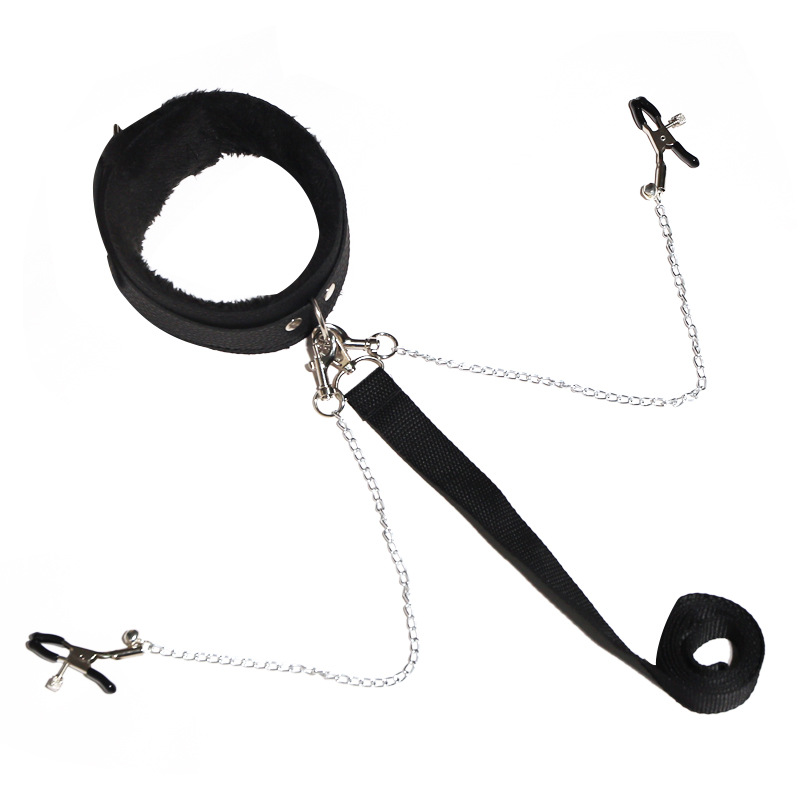 Jiuai PU Leather Nipple Clamps with Traction Chain, Black Bondage Accessory for Couples - Image 4