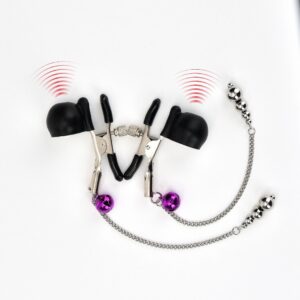 Vibrating Metal Breast Clamps with Bells, Pair, Teasing Nipple Massage Toy