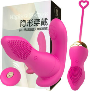 Wearable Butterfly Vibrator with Wireless Remote Control, Two-in-One Adult Massager