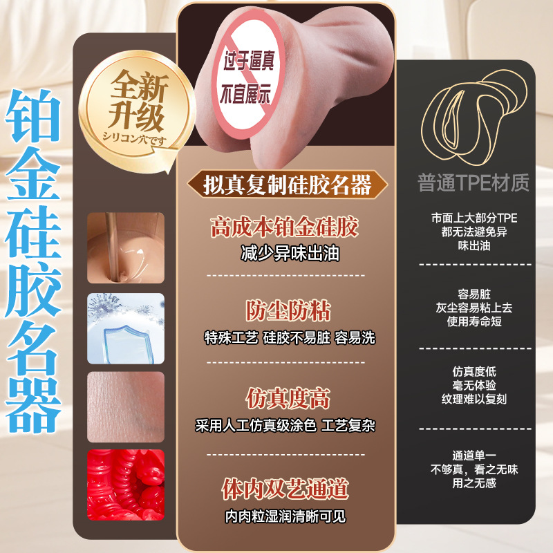 Jiuai Manual Male Masturbator in Liquid Silicone, Single-Channel Inverted Hip Design - Image 2