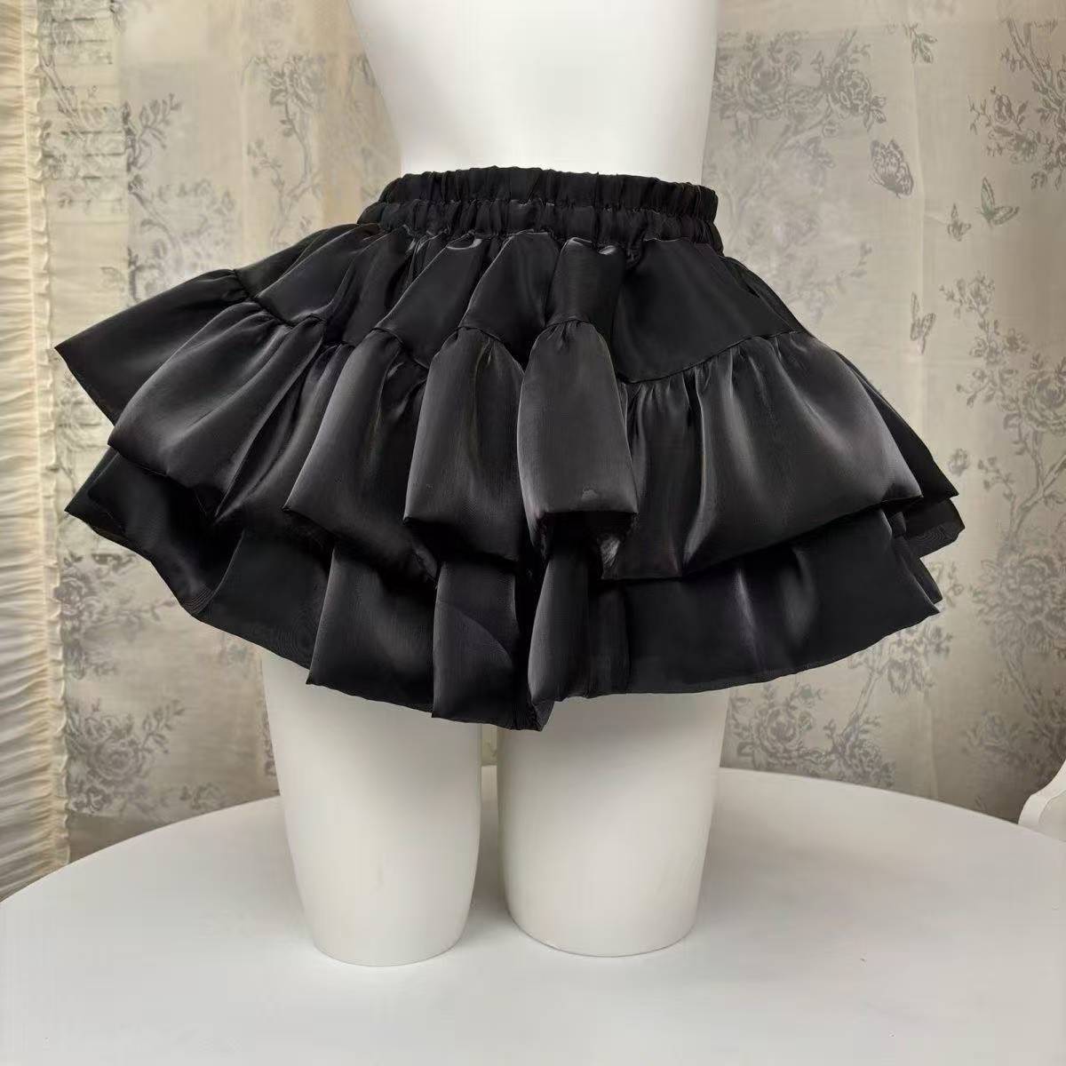 Sweet Lolita High-Waisted Puffy Mini Skirt, White Cake-Layer Design, Petite Fit - Image 3