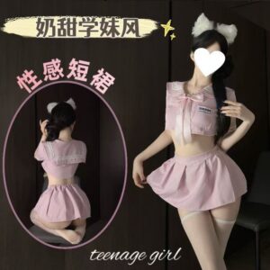 Sailor Student Roleplay Lingerie Set with Pleated Mini Skirt and Stockings