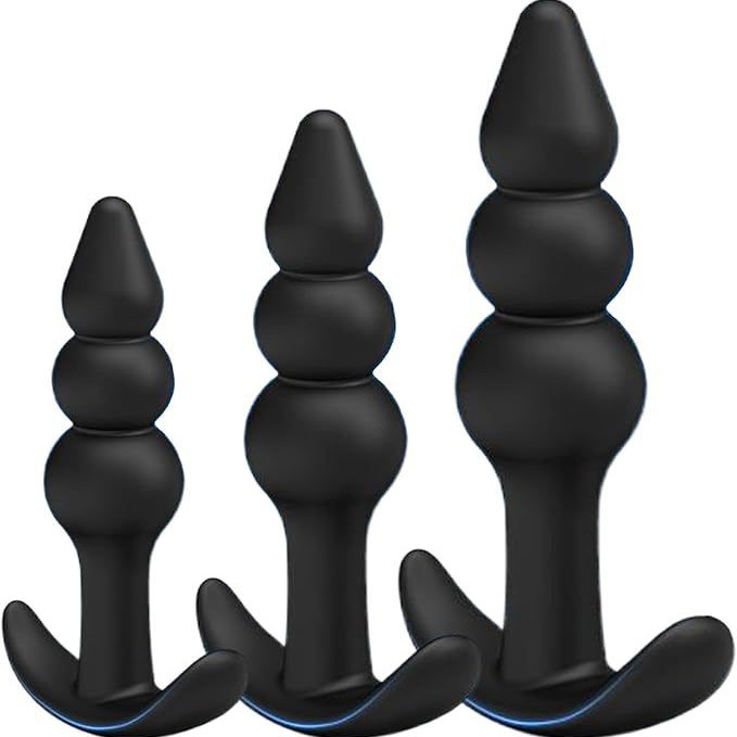 Silicone Small Three-Bead Anal Plug, Black Manual Anal Beads for Adult Use - Image 5