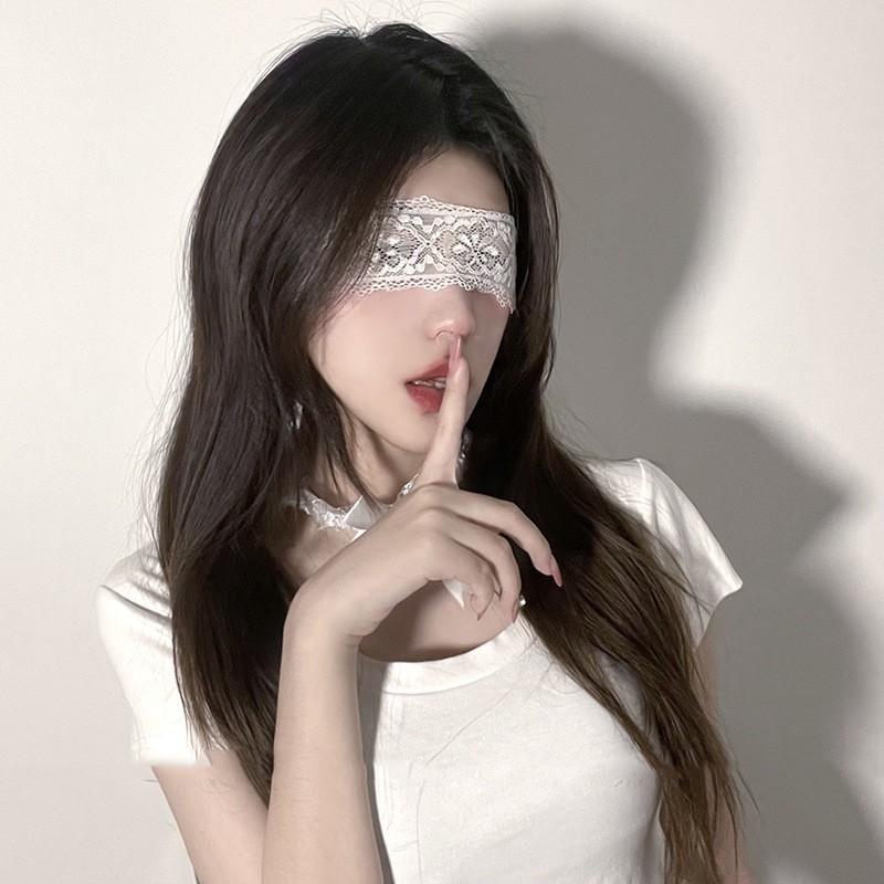 Lace Eye Mask with Adjustable Strap and Embroidered Hollow Detail - Image 2
