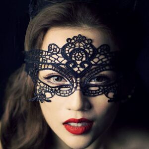 Black Lace Half-Face Masquerade Mask for Costume and Party Wear