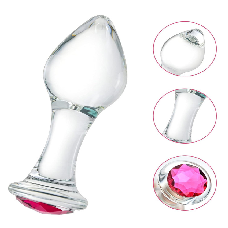 Crystal Glass Anal Plug with Beaded Design, Transparent Small Size for Beginners - Image 3