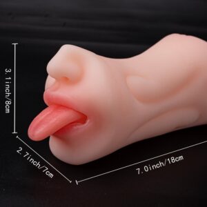 Oral and Vaginal Mold Replica Masturbator, Skin-friendly TPE, Dual-channel, Manual