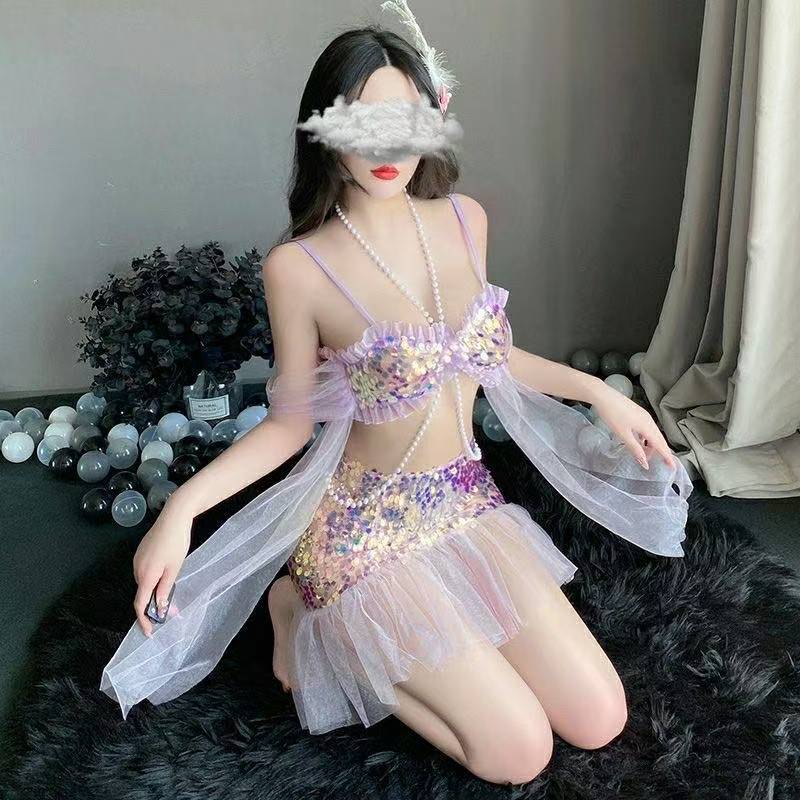 Mermaid Princess Adult Costume Set with Sequin Top, Bodycon Skirt and Thong - Image 4