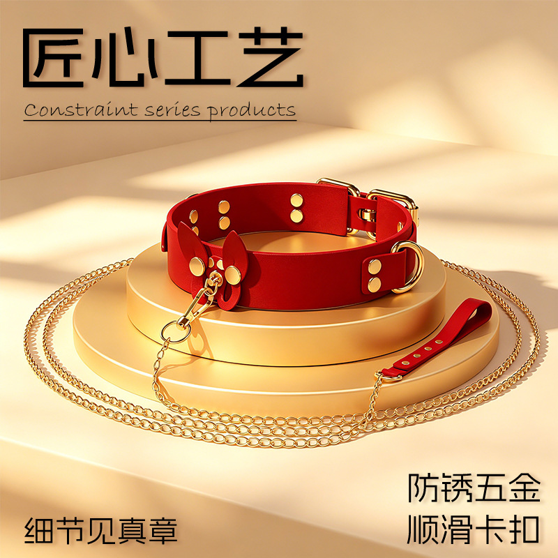 Jiuai PU Leather Bondage Handcuffs and Collar Set for Couples - Image 2