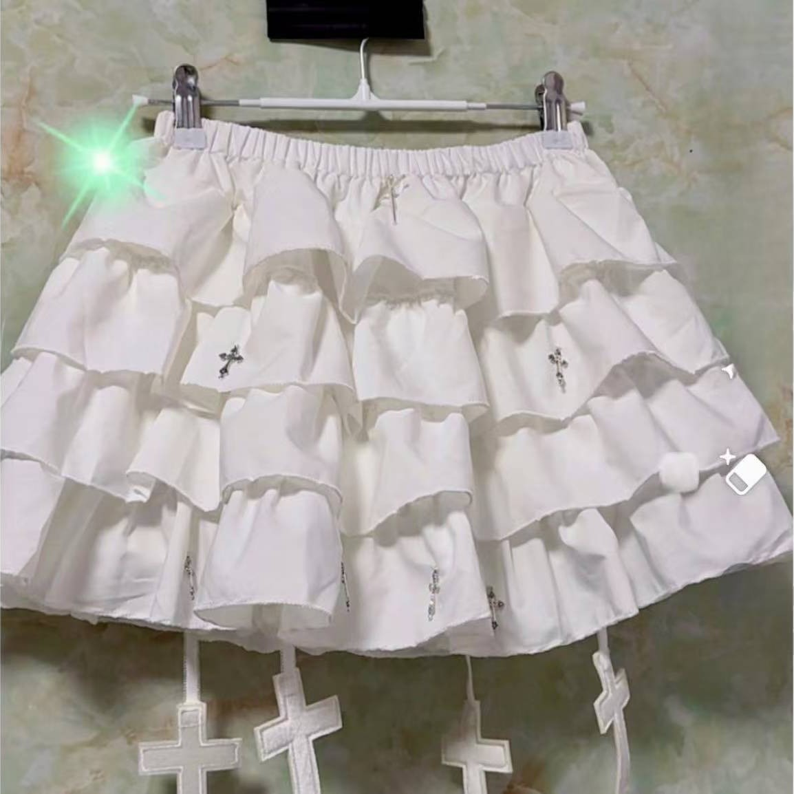 Ballet-Style White Tutu Skirt with Double Bow Detail, Cute Roleplay Costume - Image 2