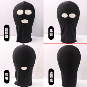 SM Hood Mask with Eye Openings, Breathable Fabric Bondage Headgear for Role Play