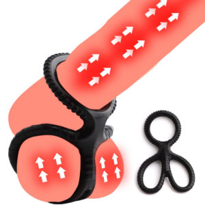 Double Silicone Lock Penis Ring, Stretchy Couple Vibrating Cock Ring for Adults