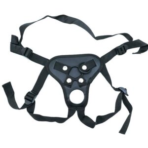 Unisex Leather Lace Strap-on Pants with Dual O-Ring Harness Webbing